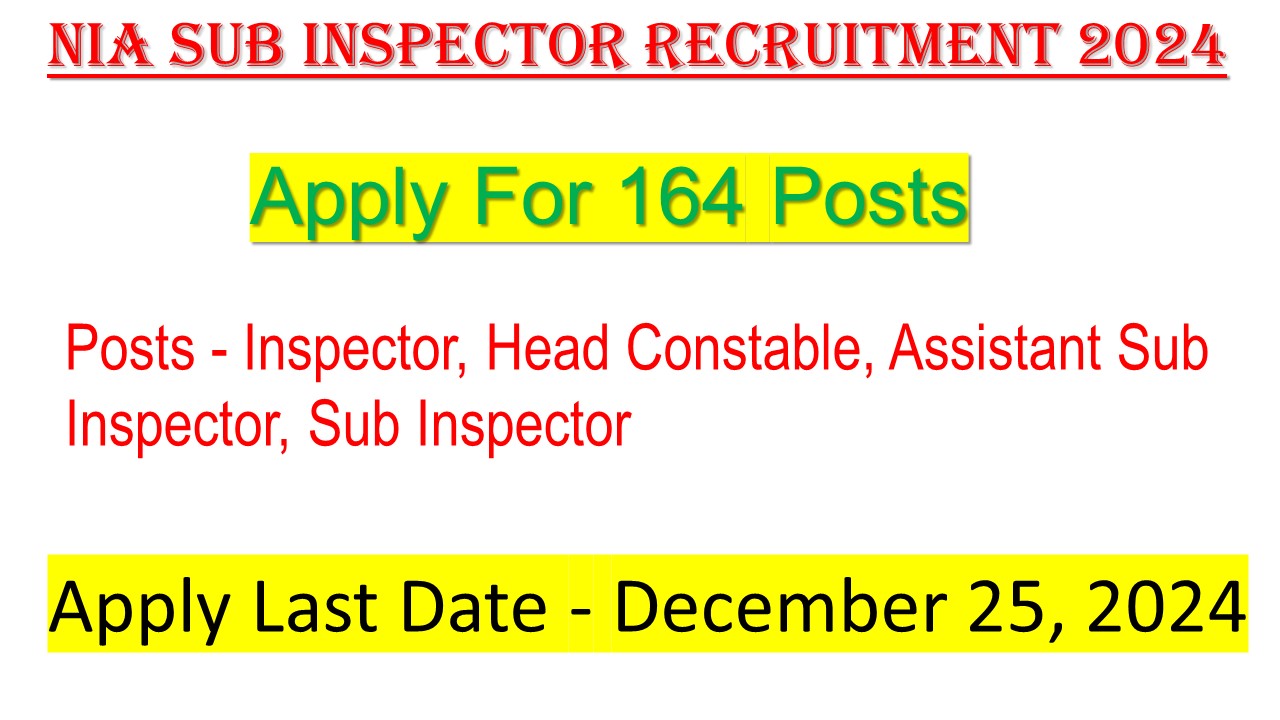 NIA Sub Inspector Recruitment 2024